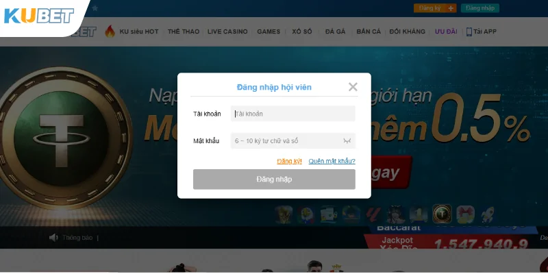 Yêu cầu cơ bản khi đăng nhập Kubet77